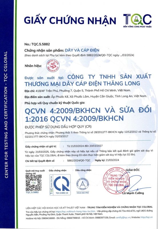 Dây Cáp Điện Thăng Long